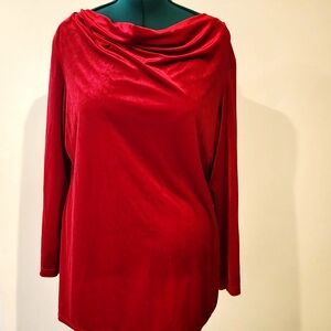 Vintage Forenza Red Velvet Tunic Top Womens XL Shirt Top